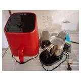 Red Instant Air Fryer with Frother and Accessories