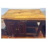 Wood Kitchen Island with Storage and Wheels