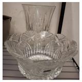 Etched Crystal Bowl and Vase by G. Durand