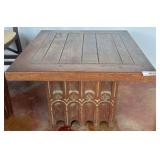 Wood Coffee Table with Gothic Revival Motifs