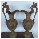 22-Inch Ornate Bronze-Style Decorative Ewers