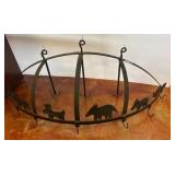 Metal Hanging Pot Rack with Animal Accents