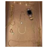 Gold-Tone Jewelry Lot with Watch and Chains