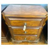 Three-Drawer Wood Nightstand With Hardware Pulls