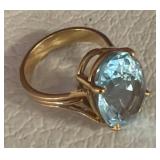14K Yellow Gold Ring with Oval Blue Topaz