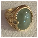 14K Gold and Nephrite Jade Ring
