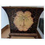 Tapered Metal Planter with Painted Palm Tree Motif
