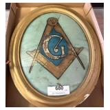 Oval Framed Masonic Symbol Artwork