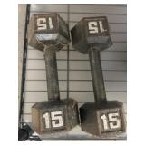 15 lb Hex Cast Iron Dumbbells