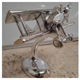 Silver-Tone Metal Airplane Figurine on Stand