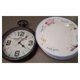Union Hotel Wall Clock and Rosanna Plates Set