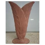 Pink Ceramic Vase with Leaf Motif