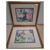 Floral Watercolor Prints in Gold Frames