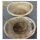 Oval Woven Rattan Baskets with Handles