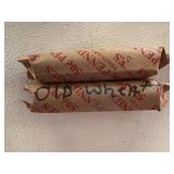 Two Rolls of Wheat Pennies in Paper Wraps