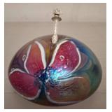 Hand-Blown Glass Oil Lamp with Signature