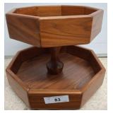Two-Tier Octagonal Wood Lazy Susan