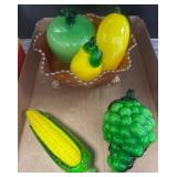 Glass Fruit Figurines in Decorative Glass Bowl