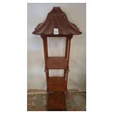 Wooden Etagere Shelf with Pagoda-Style Top
