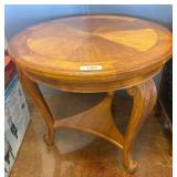 Round Wood Table with Carved Legs, 28x26