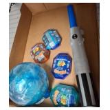 Toy Figures and Blue Lightsaber Toy