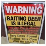 Metal Warning Sign About Deer Baiting