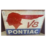 Pontiac V8 Metal Advertising Sign, 16x12