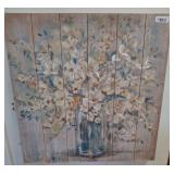 Floral Painting on Wooden Panel, 31x31 Inches