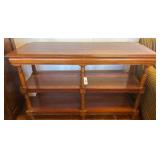 Three-Tier Wood Console Table with Slatted Shelves