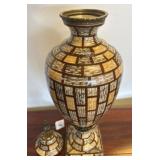 Hand Painted Lidded Vase, Mosaic Pattern, 25ï¿½ Tall