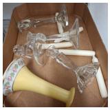 Glass Candleholders and Limoges Vase