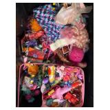 Toys and Dolls in Storage Bin