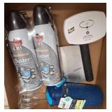 Box Lot: Water Bottle, Air Dusters, CO Alarm