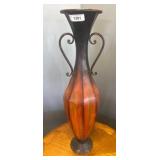 33ï¿½ Handled Metal Vase With Flared Rim