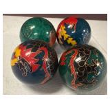 Four Cloisonnï¿½ style Dragon Decorative Balls