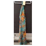 Multicolor Halter Maxi Dress With Tropical Print