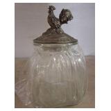 Glass Jar with Metal Rooster Lid