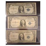Three U.S. $1 Silver Certificates