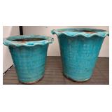 Glazed Blue Ceramic Planters
