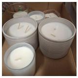 White Wax Candles in Various Containers