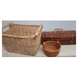 Three Woven Storage Baskets