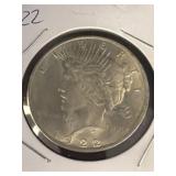 1922 Peace Silver Dollar Coin in Holder