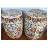 Ceramic Garden Stools with Floral Motif