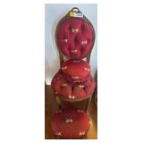 Tufted Upholstered Chair and Matching Footstool