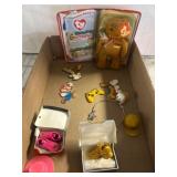 Boxed Lot with Ty Bear, Bracelets, and Figurines