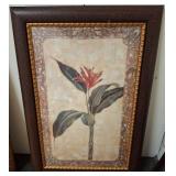 Framed Floral Print Featuring Red Tropical Flower