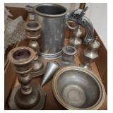 Pewter Lot Including Mug and Candlesticks