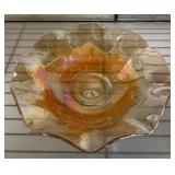 Carnival Glass Ruffled Edge Bowl