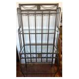 Wrought Iron Etagere with Glass Shelves, 35x18x71