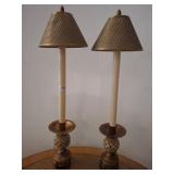 Woven Brass Table Lamps, 36 Inches Tall
